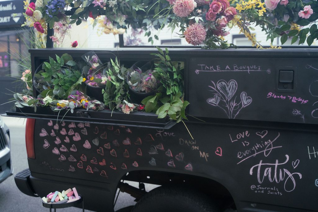 Larkspur Botanicals Chalkboard Flower Truck on Display at BrwnBox, Soft Power Sessions Event.